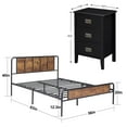 thumbnail image 3 of VECELO 3-Piece Bedroom Sets Metal Bed Frame and 2 Nightstands, 3 of 7