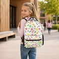 thumbnail image 3 of 17-inch Floral-Print Backpack, Fun DIY Coloring Backpack with a Spacious Main Compartment and Zippers,Lightweight & Soft for Sports Travel and Gym, 3 of 8