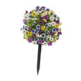thumbnail image 3 of Estaca de jardín de flores artificial de 24 Arbustos de vegetación para la boda del césped del patio trasero Púrpura amarilla blanca, 3 of 8
