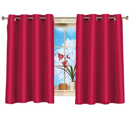 Short Blackout Window Curtain Panel, Energy-Efficient, Noise-Reducing and Light-Blocking Triple-Layer Technology, Grommet Top