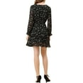 thumbnail image 3 of Allegra K Women's Floral Long Sleeve Elastic Waist Ruffle Hem Dress with Belt, 3 of 5