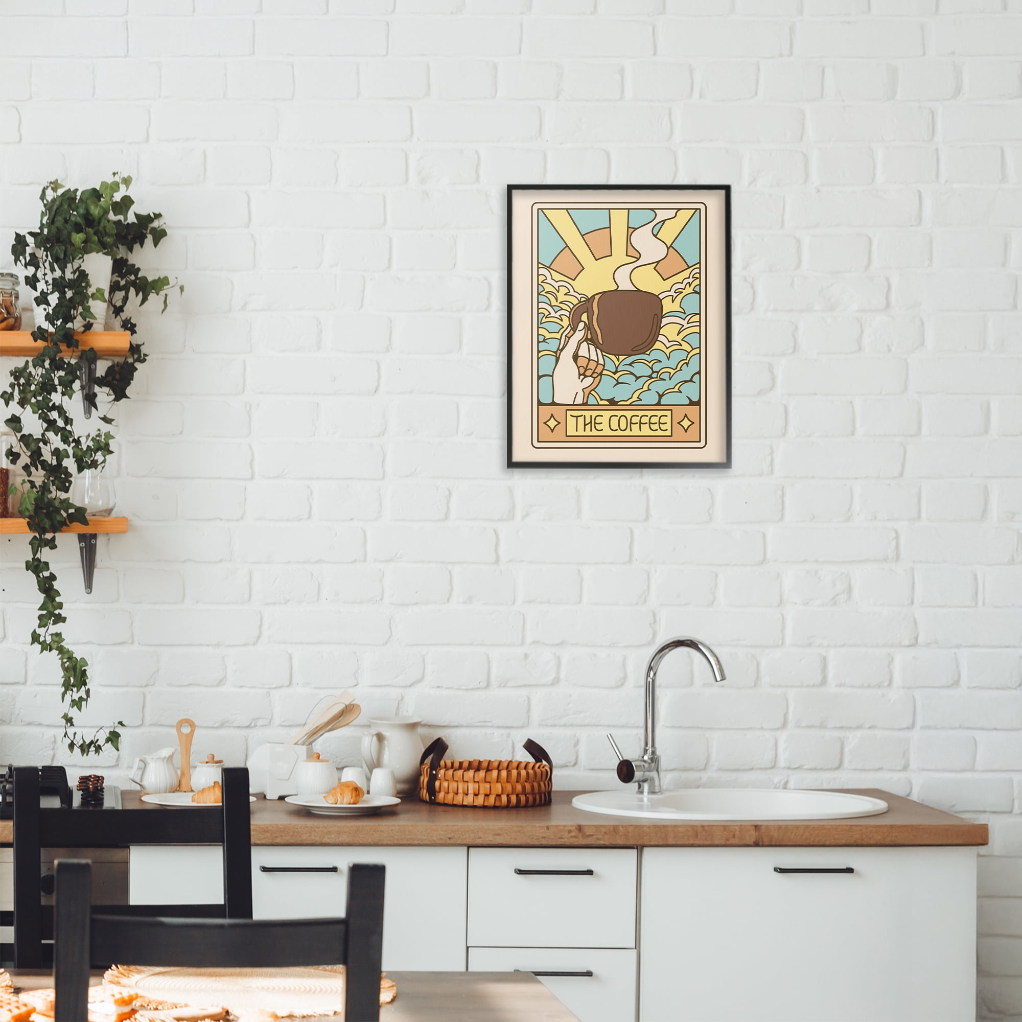 Stupell Industries The Coffee Muted Tarot Black Framed Giclee Art, design by Tobe Fonseca