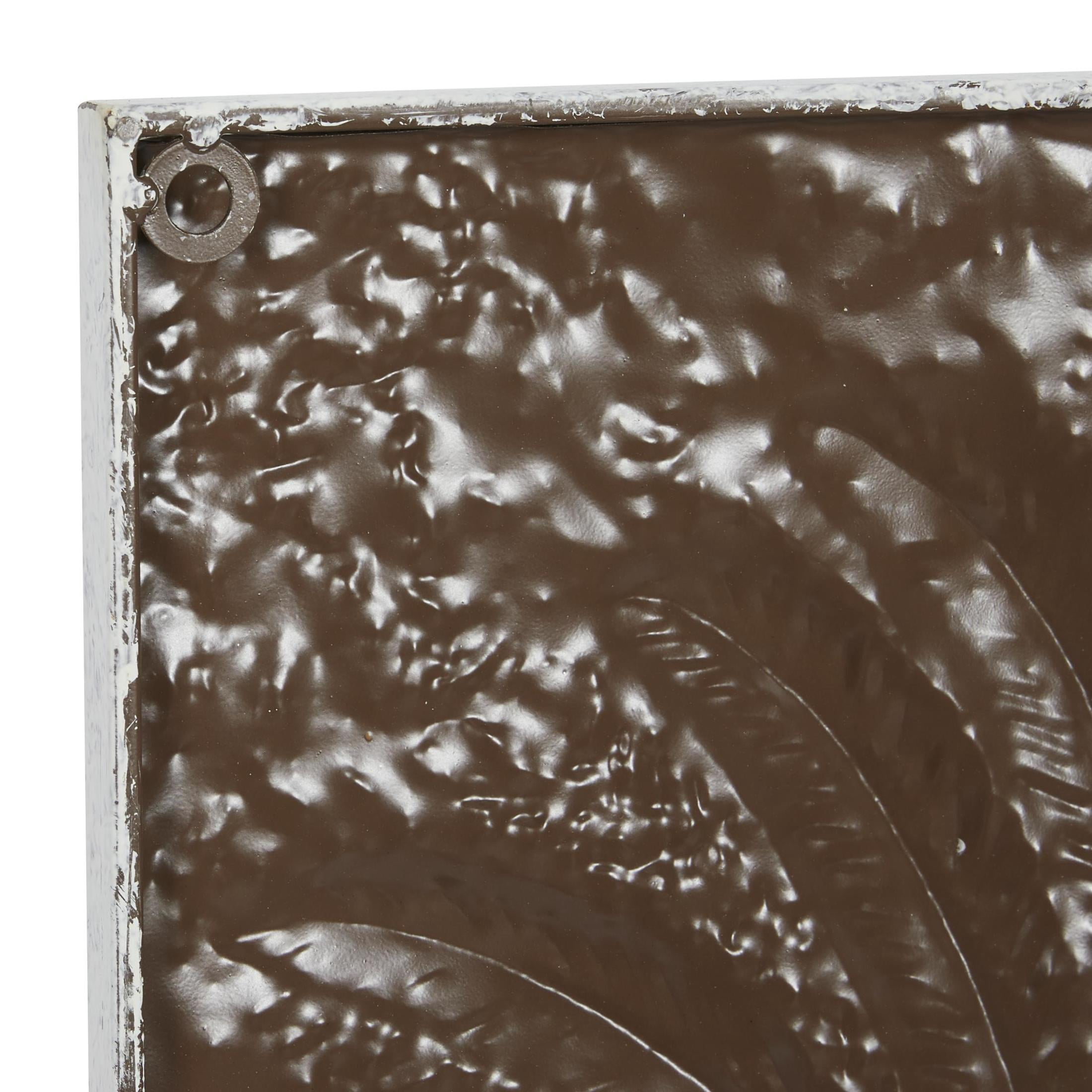 DecMode Gold Metal Relief Panel Palm Tree Wall Decor with Cream Textured Backing