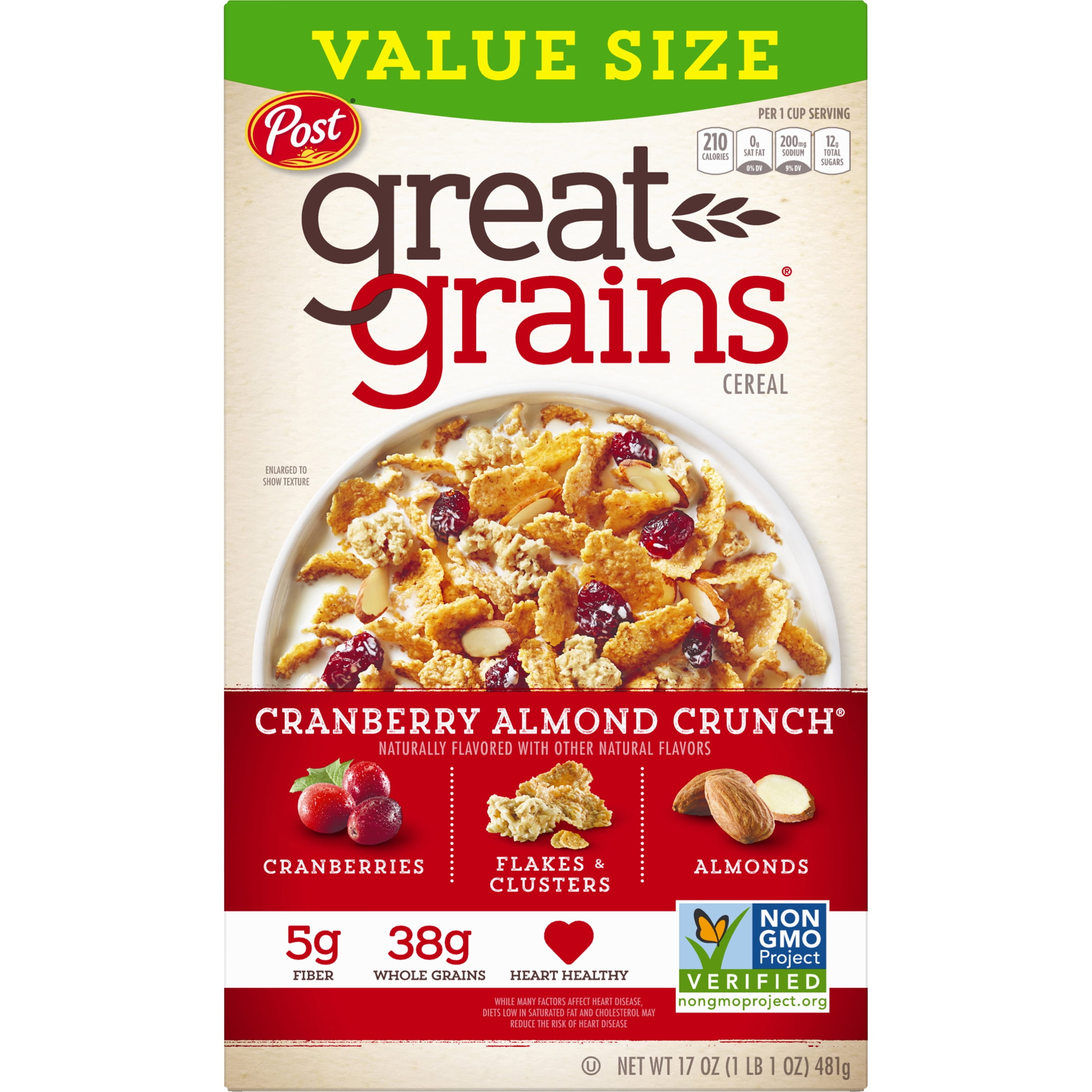 Post Great Grains Cereal, Cranberry Almond, 17oz