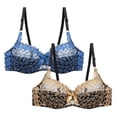 thumbnail image 2 of Zynoxe 2PC Plus Size Lace Balconette Bra with Bow Detail Supportive Underwire Push Up Bra Solid Color Everyday Underwear, 2 of 8