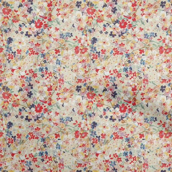 oneOone Cotton Flex Red Fabric Floral Craft Projects Decor Fabric Printed By The Yard 40 Inch Wide