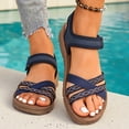thumbnail image 2 of Rotm Women Heels Comfortable Womens Sandals Shoes Comfort Walking with Non Slip on Casual Summer 2026 Shoes Dress Ankle Elastic Jeweled Bohemian Flats Vacation Wedding Blue,7, 2 of 6
