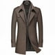 thumbnail image 1 of Abrigo de mezcla de lana para hombre con bufanda desmontable o cuello interior, abrigo de botonadura sencilla, gabardina cálida de invierno, 1 of 5
