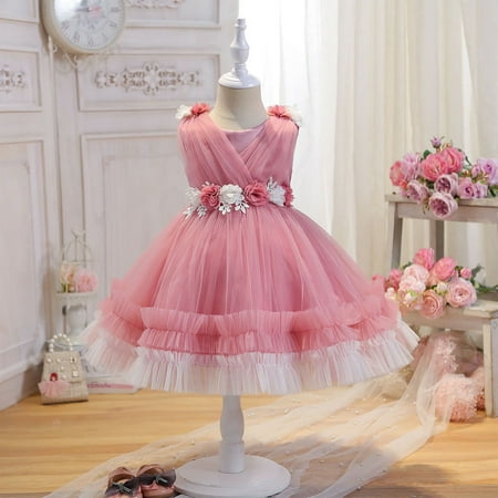 

Jacenvly Party Bubble Sleeve Dress Girl Priincess Birthday Party Skirt Little Girls Bowknot Flower Girl Toddler Adorable Pageant Dress 18M-5Y New Year Gift Bubble Machine for Kids