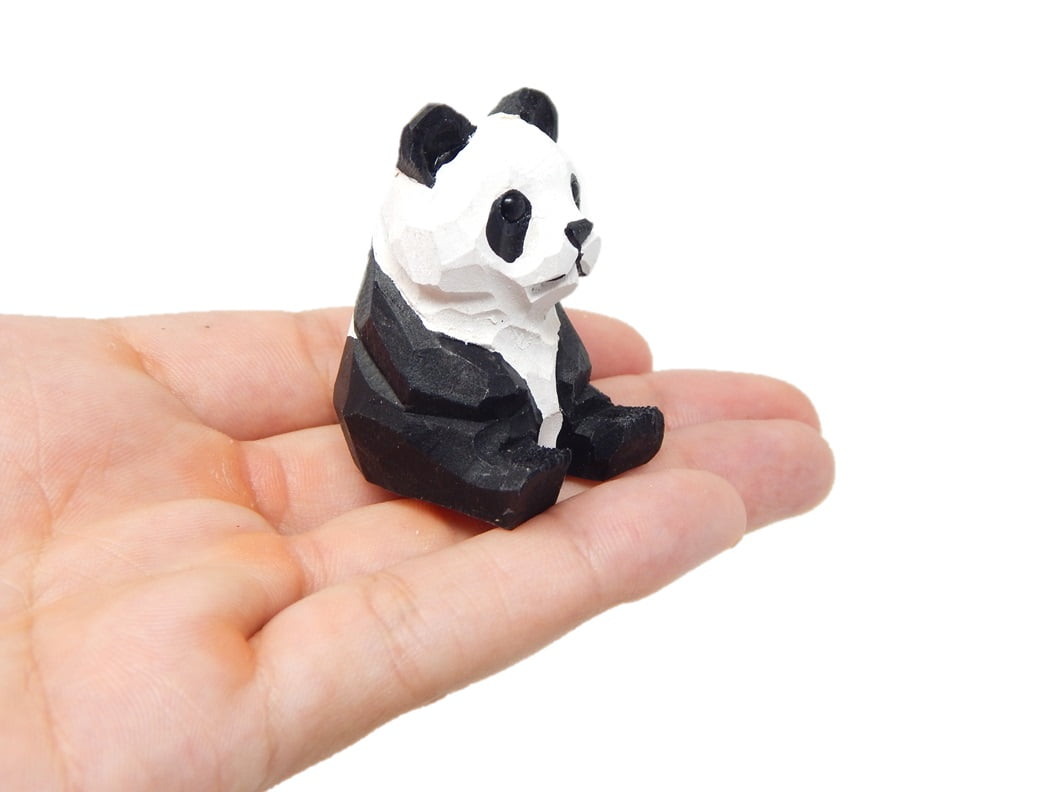 Panda Bear Figurine Small 2", Wooden, Carving, HandMade, Decoration
