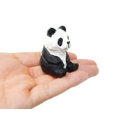 Panda Bear Figurine - Small 2", Wooden, Carving, Hand-Made, Decoration, Miniature Animals