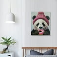thumbnail image 4 of JEUXUS  Happy Panda Bear with Pink Sprinkle Donut, Canvas Wall Art, Blue, 4 of 5