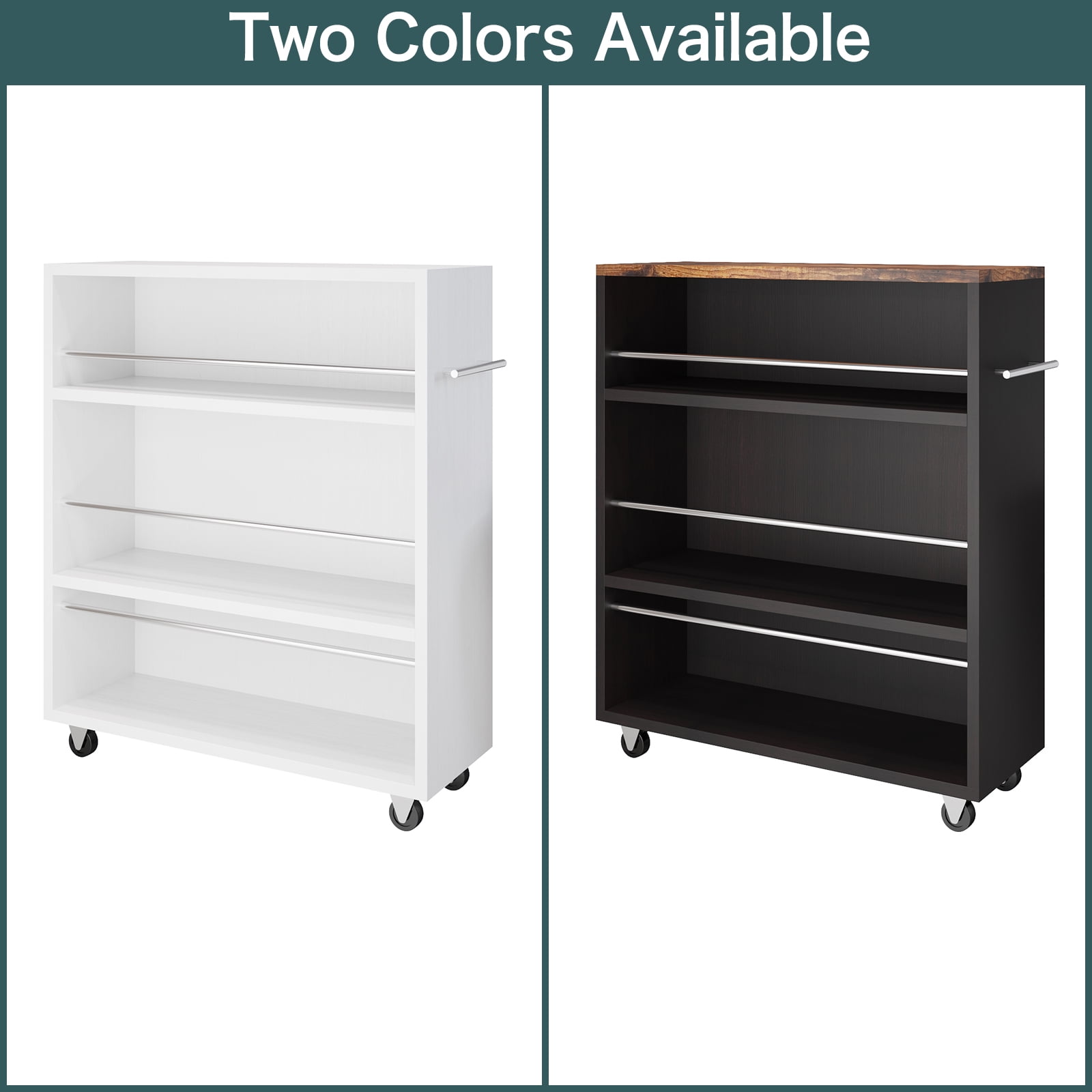 Wonline Modern Slim Storage Rolling Cart with 3-Tier Adjustable Shelving Organizer for Kitchen,Bathroom,Laundry Room(White)