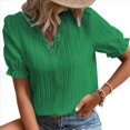 thumbnail image 3 of Blusa Elegante de Encaje con Cuello en V y Corta para Mujer Verde XL, 3 of 8