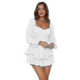 thumbnail image 1 of Women's Long Sleeve Ruffle Layer Tie Mini Short Romper, 1 of 1