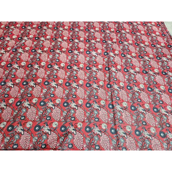 Cotton Fabric Hand Block Floral Print Pure Running Indian New Vintage 5 Yard