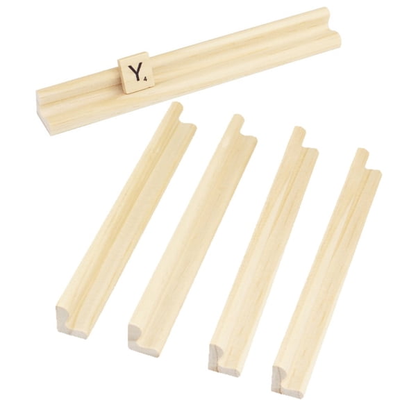Vjnyvs Wooden Domino Racks 5 Pack Professional Tile Rack Trays Game Holders for Word Tiles, Mexican Train, Mahjong Chickenfoot Games