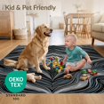 thumbnail image 4 of ODIKA 2'x3' Ultra-Soft Accent Mat, Grey Under Refined Brushstroke Motif Contrasted Printed Abstract None Washable, Bare feet friendly, Easy Care Indoor rug for Bedside, Footrest, 4 of 7