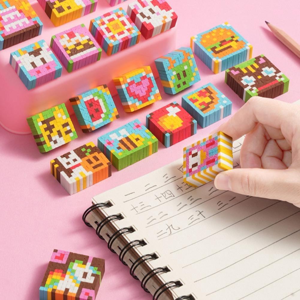 DIY Mosaic Eraser Craft Kit , Creative Puzzle Eraser Set with Cute Character Themes, Educational Stationery Toy for Fine Motor Skills, Classroom Rewards & Birthday Gifts, Multicolor