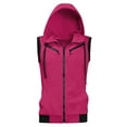 thumbnail image 3 of Unique Bargains Men's Sleeveless Zip Up Drawstring Hooded Vest 34 Rose Red, 3 of 6