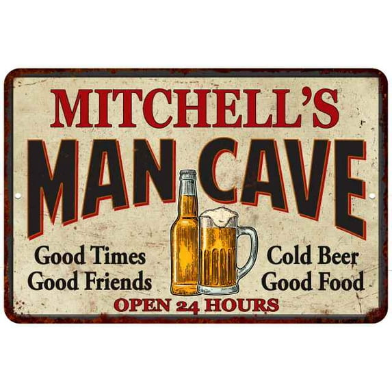 MITCHELL'S Man Cave Gift Metal Sign 8 x 12 High Gloss Metal 208120011225
