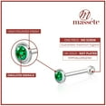 thumbnail image 3 of 14k White Gold Nose Ring with Simulated Emerald Bezel Set Micro Stud Piercing Body, 3 of 6