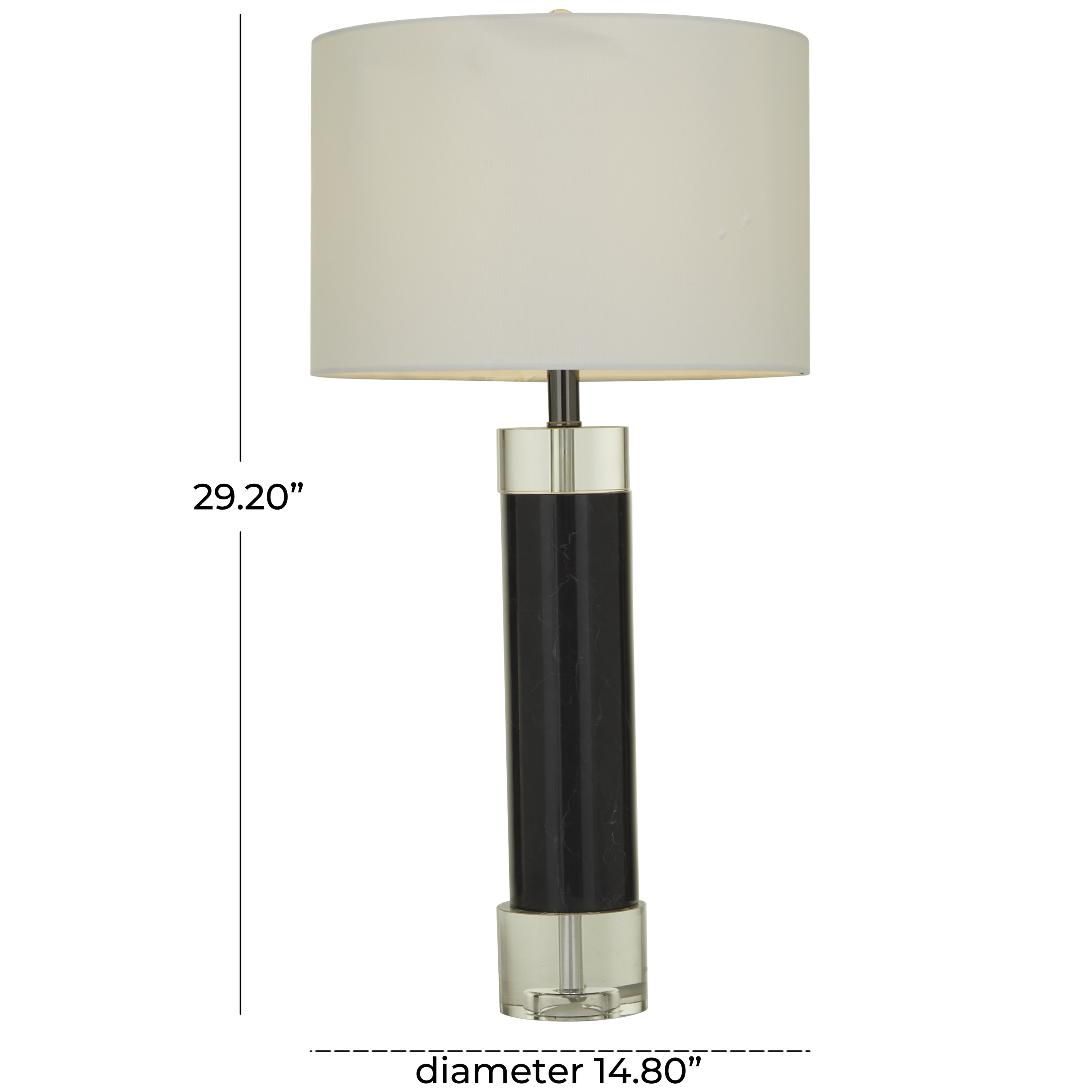 DecMode 29" Slender Stand Black Table Lamp with White Cotton Shade