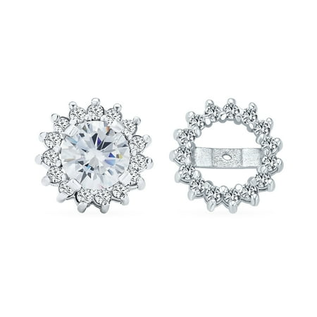 Bling Jewelry Womens CZ Halo Earring Jackets Enhancer for Studs Gold Plated Sterling Silver