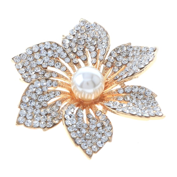 Crystal Rhinestone Flower Brooch