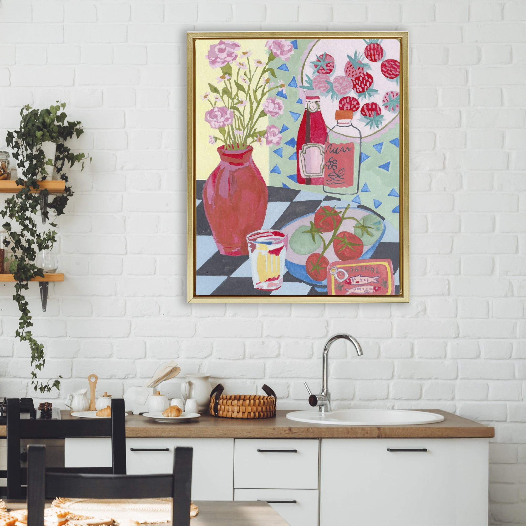 Stupell Industries Kitchen Sauces Still Life Gold Framed Floater Canvas Wall Art, design by Melissa Wang