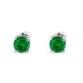 thumbnail image 3 of Blue Apple Jewelry Co.Solitaire Push Back Stud Women Earring Round Green Emerald 925 Sterling Silver, 3 of 5