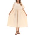 thumbnail image 1 of Vestido, Vestido suelto de mujer con bolsillos Puntos Manga corta Vestido de algodón festivo Tomshoo Beige/Medio, 1 of 7