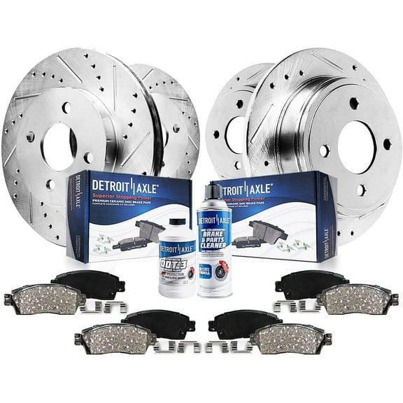 Detroit Axle - Brake Kit for 2.3L 1998-2002 Honda Accord 98-99 CL Front & Rear Drilled and Slotted Disc Brake Rotors Ceramic Brakes Pads 1999 2000 2001 Replacement