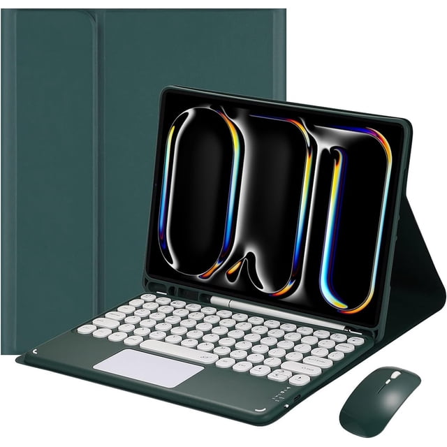 Funda con teclado táctil para iPad Pro de 11 pulgadas (M4) de 5.ª generación 2024, con ratón - Teclado Bluetooth táctil magnéticamente desmontable