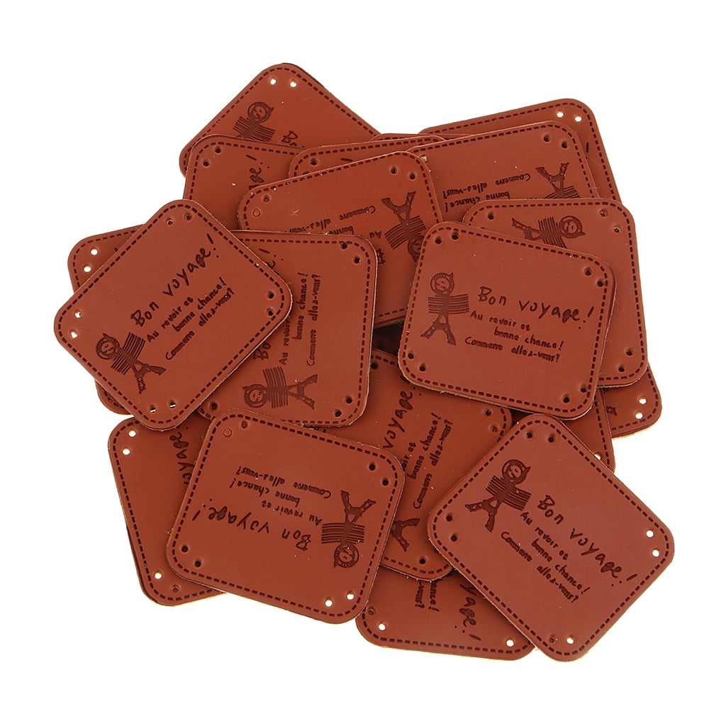 20Pcs PU Leather Labels Tags For Clothes Bags Tower