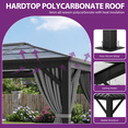 thumbnail image 5 of Dextrus 10' x 12' Hardtop Gazebo, Double Roof Polycarbonate Canopy with Mosquito Netting & Privacy Curtains, Heavy-Duty Metal Frame Outdoor Shelter for Patio, Backyard, Deck & Lawn, Gray, 5 of 5
