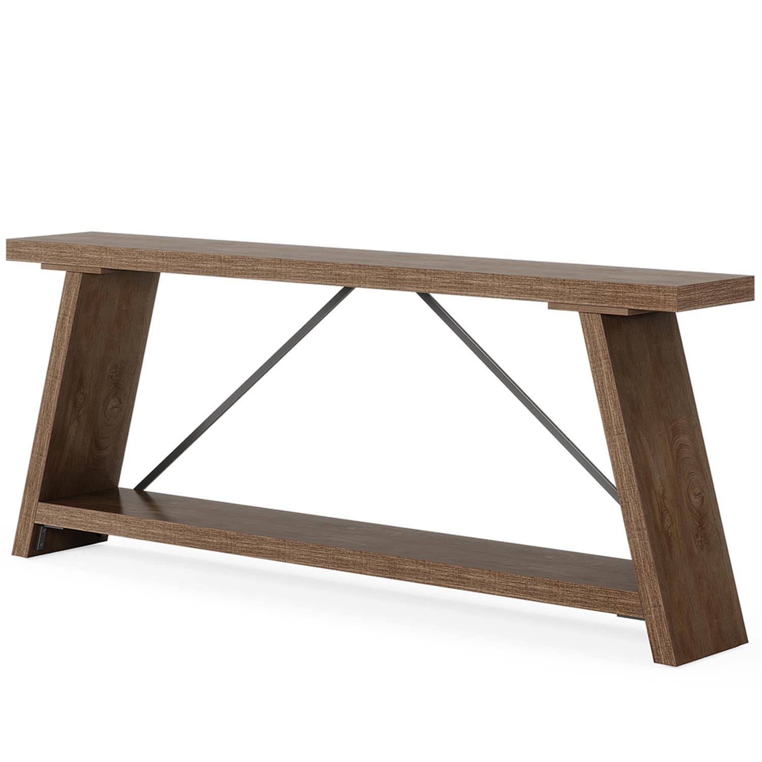 Demi Bonn 70.9" Console Table, Rustic Vintage Narrow Sofa Table for Entryway, Living Room, Hallway, Walnut