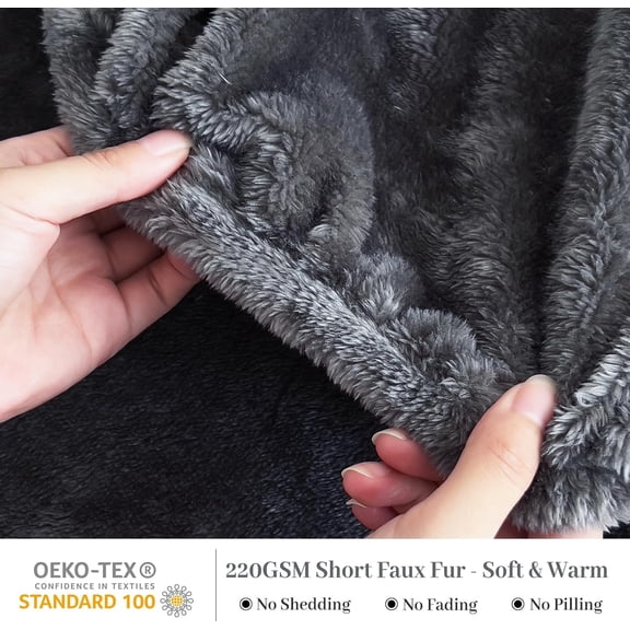 Faux Fur Sheets, Luxury Ultra Soft Fleece Bed Sheets Set, Fluffy Plush Velvet Bedding for Fall Winter, Cozy Warmth, No Shedding, 4PC, Queen, Dark Gray
