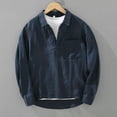 thumbnail image 4 of Bxsruta Men's Long Sleeve Half Button Shirt Collared Top with Chest Pocket Casual Daily Wear, 4 of 8