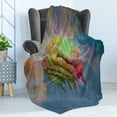 thumbnail image 4 of Psychedelic Soft Flannel Fleece Throw Blanket, Brain Storm Fantasy Visual Modern Mental Ethereal Energy Fiction, Cozy Plush for Indoor and Outdoor Use, 70" x 90", Blue Pistachio, by Ambesonne, 4 of 5