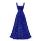thumbnail image 1 of Vestido de fiesta Miao Duo con purpurina y lentejuelas en forma de A, azul real, 1 of 7