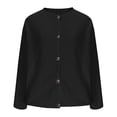 thumbnail image 6 of Homenesgenics Winter Coat Winter Clothes Womens Fleece Jackets Cropped Button Down Crew Neck Coats Fall Casual Trendy Outerwear Black L, 6 of 8