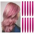 thumbnail image 2 of Hair Extension Clips 10pcs in Fuchsia 20 Inch Straight Hair Synthetic Fiber Hairpieces for Party, 2 of 11