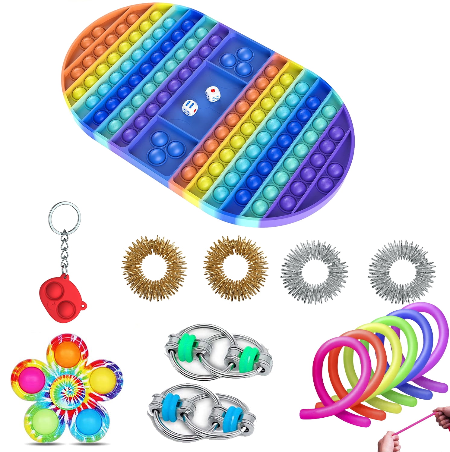 15 Pieces Set Super Oval Checkerboard Fidget Toys Pack,Fidget Box with