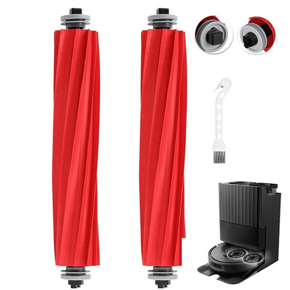 2 Pack Rubber Brushes Replacement Parts Fit for Roborock Qrevo S/MaxV/Pro/Plus,Q Revo Series,S7 Series,Q7 Series,QV 35A Vacuum Cleaner