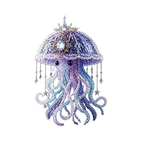 Ocean Fantasy Jellyfish Beaded Art Kit Beading Supplies 5D Diamond Painting Craft Kit for Adults Art Set for Student Blue Home Decor Creative Handmade Decoration Diy Hobby Kit 1