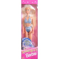 Mattel Sparkle Beach Barbie Doll, 11.5 in., Glittery Silver & Blue Bathing Suit