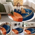 thumbnail image 5 of Navy Blue Burnt Orange Large Round Rug 8 FT, Non Slip Living Room Area Carpet, Boho Art Modern Geometric Washable Soft Circle Rug Non-Shedding Floor Carpet for Bedroom Office Dining Room, 5 of 9