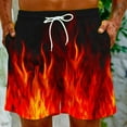 thumbnail image 2 of Lovskoo 2024 Men's Hawaiian Summer Beach Shorts Flame Graphic Print Casual Drawstring Shorts Pant Black, 2 of 9