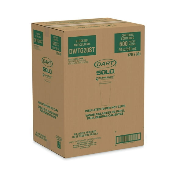 Dart DWTG20ST Thermoguard 20 oz. Insulated Paper Hot Cups - Steam Print (600/Carton)